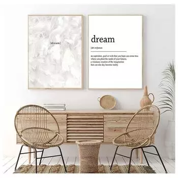 Скандинавский плакат, определение мечты, печать, цитата, картина на холсте 21cm30cm NoFrame