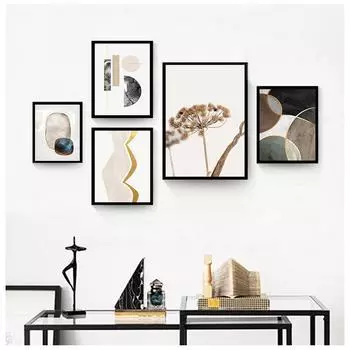 Скандинавский плакат с принтом, абстрактная картина на холсте, скандинавский винтажный стиль, минималистичный настенный художественный декор, картина для домашнего декора без рамки 21*30cm