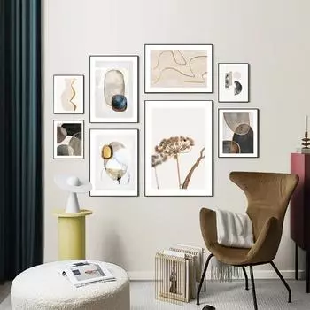 Скандинавский плакат с принтом, современная абстрактная картина на холсте, скандинавский винтажный стиль, минималистичный настенный художественный декор, картина для домашнего декора 21cm30cm NoFrame