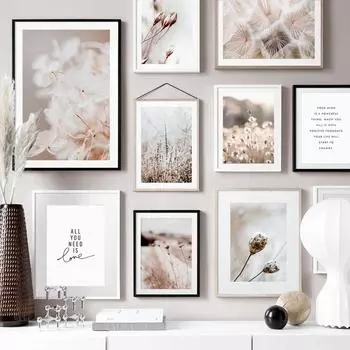 Скандинавский плакат с растениями и принтами, цветок одуванчика, трава, холст, картина, ботаническая настенная художественная картина, украшение для дома 21x30cm No Frame