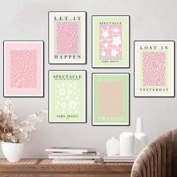 Скандинавский плакат середины века и принт, цветной блок, волнистый цветок, подарок, холст, живопись, современные настенные картины для гостиной, домашний декор 21cm30cm NoFrame