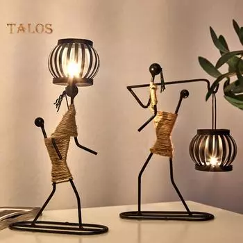 Скандинавский подсвечник, абстрактный железный мужской подсвечник, домашний бар, ресторан, декор I