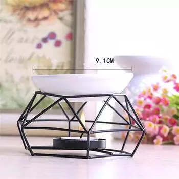 Скандинавский подсвечник для ароматерапии, керамическая масляная лампа, основание из нержавеющей стали, арома-горелка, украшение для дома, орнамент, подарок для медитации белый