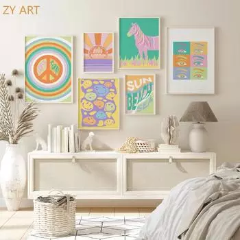 Скандинавский поп-арт, нишевый постер, тушь для ресниц, улыбающееся лицо, настенная детская комната, художественная картина маслом, украшение для дома 21cm30cm NoFrame