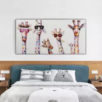 Скандинавский постер, милый цветной жираф, животное, настенная живопись маслом и эстамп, настенная живопись, детская комната, дом 21cm30cm NoFrame