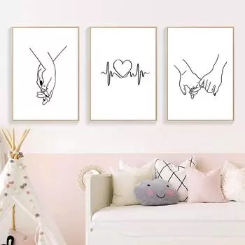 Скандинавский постер с любовью и принтами, картина, настенное искусство для спальни, пара, подарок, декоративные картины для гостиной, дома, картины на холсте 21cm30cm NoFrame