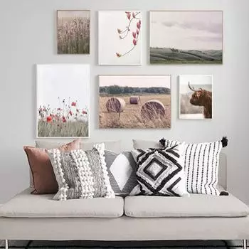 Скандинавский постер, скандинавская природа, поле, трава, настенное искусство, печать на холсте, декоративная картина, современное украшение для гостиной 21cm30cm NoFrame