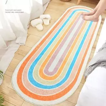 Скандинавский прикроватный коврик для ног, длинный ковер, геометрические радужные ковры, нескользящий коврик для гостиной, напольный коврик, полосатые коврики, коврики для спальни 40x100cm XS