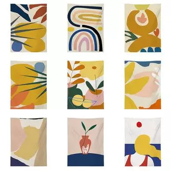 Скандинавский простой геометрический цветной блок с рисунком, гобелен для дома, гостиной, спальни, украшение на стену, фон, тканевый гобелен 100x75cm