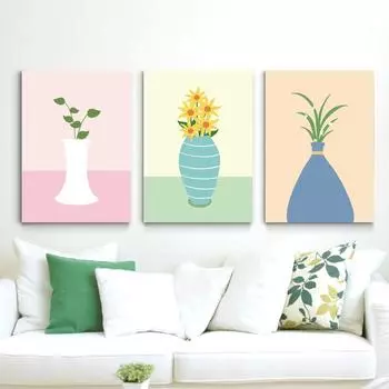 Скандинавский простой натюрморт картина маслом Лаванда бонсай искусство холст картина гостиная коридор офис украшение дома фреска без рамки 21*30cm No Frame