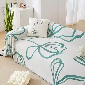 Скандинавский простой современный цветок диван-полотенце полное покрытие ткань универсальная диванная подушка тканевая подушка нескользящая универсальная на четыре сезона 180*130cm чёрный