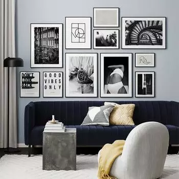 Скандинавский простой уличный пейзажный постер, черный, белый цвет, настенная живопись на холсте для гостиной, настенные декоративные картины, домашний декор 21cm30cm NoFrame