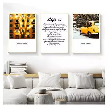 Скандинавский пустынный автобус, велосипед, синяя дверь, настенное искусство, печать на холсте, картина, современный декор для гостиной 5-11, пейзаж, скандинавский постер 21cm30cm NoFrame