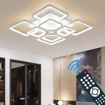 Скандинавский роскошный потолочный светильник, современный акриловый потолочный светильник с регулируемой яркостью для гостиной, офиса, столовой, спальни, светильник с пультом дистанционного управления