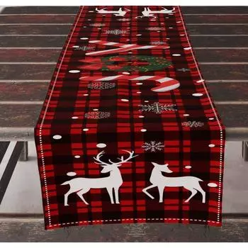 Скандинавский Рождественский стол с флагом, украшение для дома, ткань с принтом, настольный коврик, льняной обеденный стол, журнальный столик, противообрастающая скатерть 150x33cm59x13inch