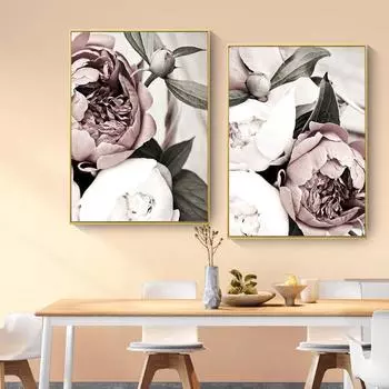 Скандинавский розовый, белый цветок, лист, растение, плакат, скандинавский ботанический принт, холст, картина, настенная живопись, печать, фотографии для домашнего декора A4 21x30cm No Frame