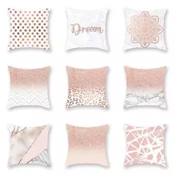 Скандинавский розовый геометрический рисунок, чехол для подушки, домашний диван, декоративная подушка для гостиной, наволочка 40X40CM