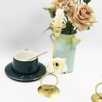 Скандинавский с железными цветами, металлический железный подсвечник, двойной круглый подсвечник, украшения Large