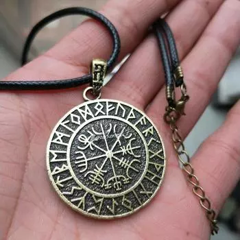 Скандинавский символический викинг металлический амулет кулон мужское ожерелье большой викинг компас аксессуары