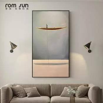 Скандинавский современный природный пейзаж с золотой лодкой, креативная ностальгическая живопись, настенные художественные картины для гостиной, HD холст, домашний декор 20cm40cm NoFrame