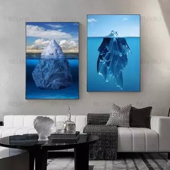 Скандинавский современный стиль, современные пейзажные постеры и принты, снежная гора, айсберг, настенная живопись на холсте, настенная картина для домашнего декора, без рамки 21*30cm