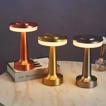 Скандинавский современный светодиодный ночник с зарядкой через USB, сенсорный 3-зубчатый меняющий цвет ретро металлический настольный светильник, настольная лампа для бара, ресторана, бара 3