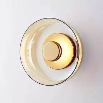 Скандинавский стеклянный настенный светильник для домашнего интерьера, декоративные прикроватные бра для спальни, гостиной, кабинета, светодиодные янтарные дымчато-серые светильники Warm white янтарь