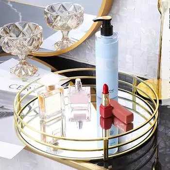 Скандинавский стеклянный зеркальный лоток для хранения, настольная декоративная тарелка для демонстрации ювелирных изделий, держатель для фруктового десерта чёрный