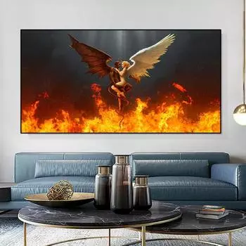 Скандинавский стиль, абстрактный ангел и демон, обнимающий холст, живопись, постеры и принты, настенная художественная картина, домашний декор, без рамки 20cm40cm NoFrame