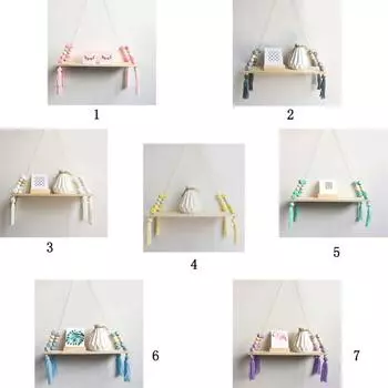 Скандинавский стиль, деревянные бусины, кисточки, стеллаж для хранения, настенная веревка, подвесная полка для декора спальни белый