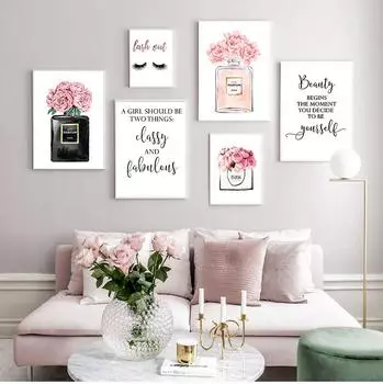 Скандинавский стиль, модная настенная живопись, парфюмерия, косметика, современные настенные картины, украшение для спальни, картина для макияжа, без рамки 21*30cm
