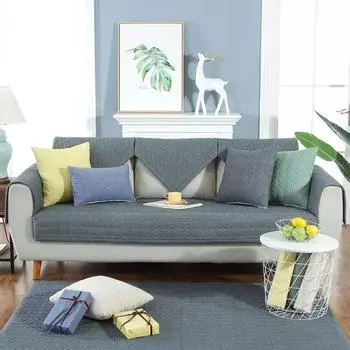 Скандинавский стиль, однотонная полосатая хлопковая диванная подушка, всесезонная универсальная нескользящая оконная подушка, чехол для дивана, подушка для сидения, диванное полотенце 30*50 синий