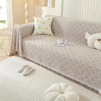 Скандинавский стиль Простой однотонный чехол для дивана Ткань Four Seasons Универсальное полотенце для дивана Полный чехол Универсальный чехол для дивана «все включено» 90*90cm кофейный