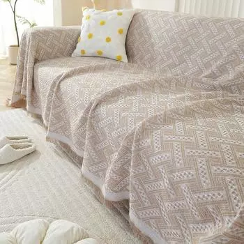 Скандинавский стиль Простой однотонный чехол для дивана Ткань Four Seasons Универсальное полотенце для дивана Полный чехол Универсальный чехол для дивана «все включено» 90*90cm кофейный