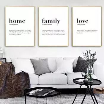 Скандинавский стиль, семейные цитаты, настенная картина, любовные постеры, минималистичные слова для гостиной, холст, картины, печать для домашнего декора 21x30cm No Framed