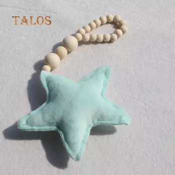 Скандинавский стиль звезда сердце деревянные бусины строка кисточка кулон настенный орнамент украшение розовый