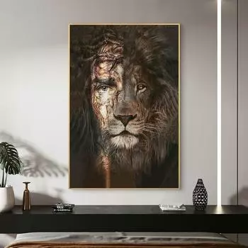 Скандинавский сюрреализм, ретро постеры с животными, принты, фотографии, современная абстрактная картина с Иисусом Львом, настенная живопись на холсте для украшения дома 21x30 No Frame