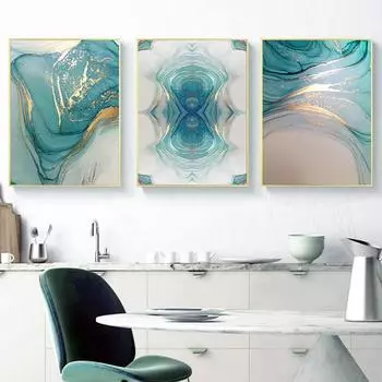 Скандинавский свет, роскошный синий холст, картина, современный дом, абстрактный золотой постер и принт, настенная художественная картина для украшения гостиной A4 21x30cm No Frame