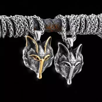 Скандинавский викинг из нержавеющей стали, подвеска с головой волка викингов, мужские уличные ювелирные изделия в стиле рок, аксессуары, мужские подарки BFF серебряный