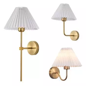 Скандинавский винтажный плиссированный настенный светильник с абажуром в форме зонтика для спальни, прикроватные настенные светильники, светодиодные железные настенные бра, украшение для домашнего освещения