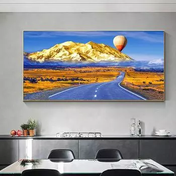 Скандинавский воздушный шар, Золотая горная дорога, холст, картина, пейзажные постеры и принты, настенные художественные фотографии, домашний декор, без рамки 20cm40cm NoFrame