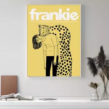 Скандинавский забавный постер с леопардовым принтом для девочек, настенная живопись на холсте, желтый цвет, постеры и принты, настенные панно для декора гостиной 21cm30cm No Frame