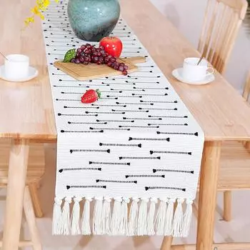 Скандинавский жаккардовый флаг из хлопка и льна, срезанный цветок, бахромчатый флаг, декоративная скатерть для обеденного стола, длинная скатерть, прикроватное полотенце 35*45