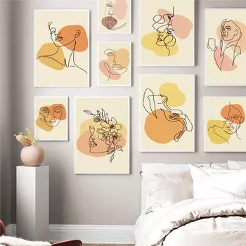 Скандинавское абстрактное искусство фигура холст картина минималистичные линии матисс постер офис гостиная спальня украшение дома фреска без рамки 21*30cm No Frame
