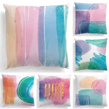 Скандинавское абстрактное искусство, красочная геометрическая строчка, декоративная наволочка для гостиной, дивана, офиса, украшение для дома 40x40cm