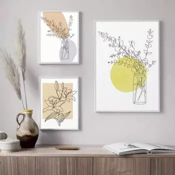 Скандинавское абстрактное искусство печать холст картина настенный постер картина Абстрактное минималистское растение домашний декор гостиная 21*30cm No Frame