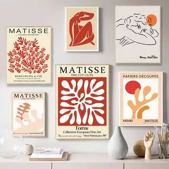 Скандинавское абстрактное искусство постер Матисса красная тема настенная живопись холст картина офис гостиная спальня украшение дома фреска без рамки 21*30cm No Frame