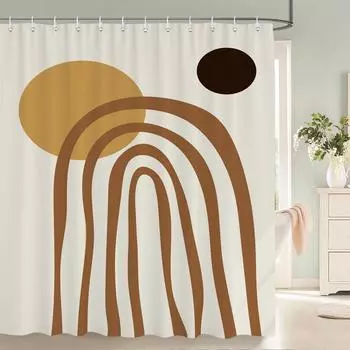 Скандинавское абстрактное искусство, занавеска для душа в стиле бохо, водонепроницаемая полиэстеровая занавеска для ванной, тропические листья, пальмовые шторы для декора ванной комнаты W90xH180cm