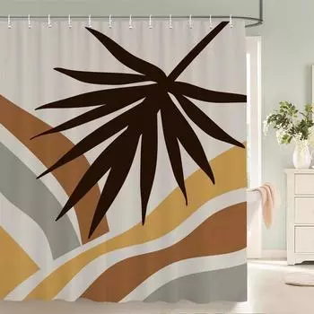 Скандинавское абстрактное искусство, занавеска для душа в стиле бохо, водонепроницаемая полиэстеровая занавеска для ванной, тропические листья, пальмовые шторы для декора ванной комнаты W90xH180cm