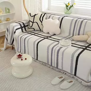 Скандинавское диванное полотенце, диванная подушка в геометрическую полоску, устойчивое к царапинам диванное универсальное покрывало, универсальное одеяло на четыре сезона 130*180cm